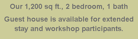 Text Box: Our 1,200 sq ft., 2 bedroom, 1 bath Guest house is available for extended stay and workshop participants.